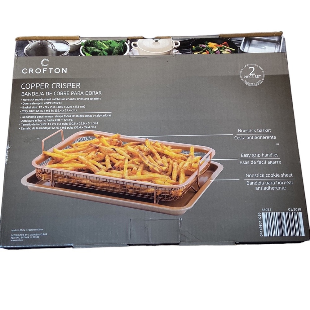 Crofton Copper Crisper Nonstick Basket & Cookie Sheet Two Piece Set - Picture 2 of 9